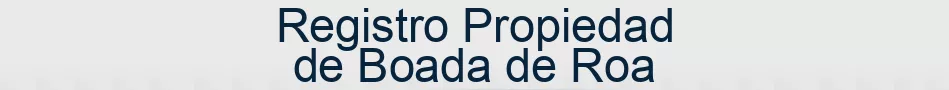 Registro Propiedad de Boada de Roa