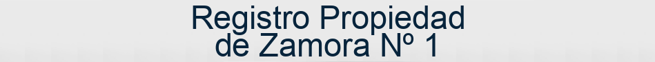Registro Propiedad de Zamora Nº 1