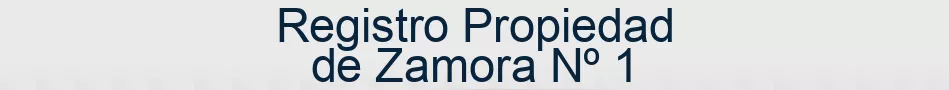 Registro Propiedad de Zamora Nº 1